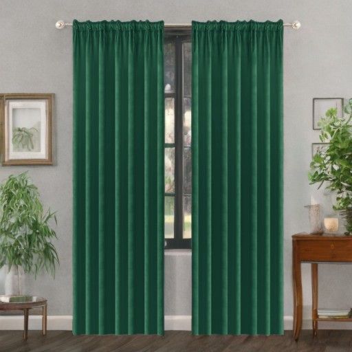 Zasłona glamour z weluru butelkowa zieleń 140x250cm na taśmie - 1szt.