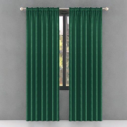 Zasłona glamour z weluru butelkowa zieleń 140x250cm na taśmie - 1szt.