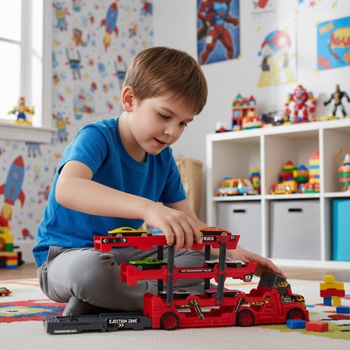 Zestaw ciężarówka TIR z 6 autami