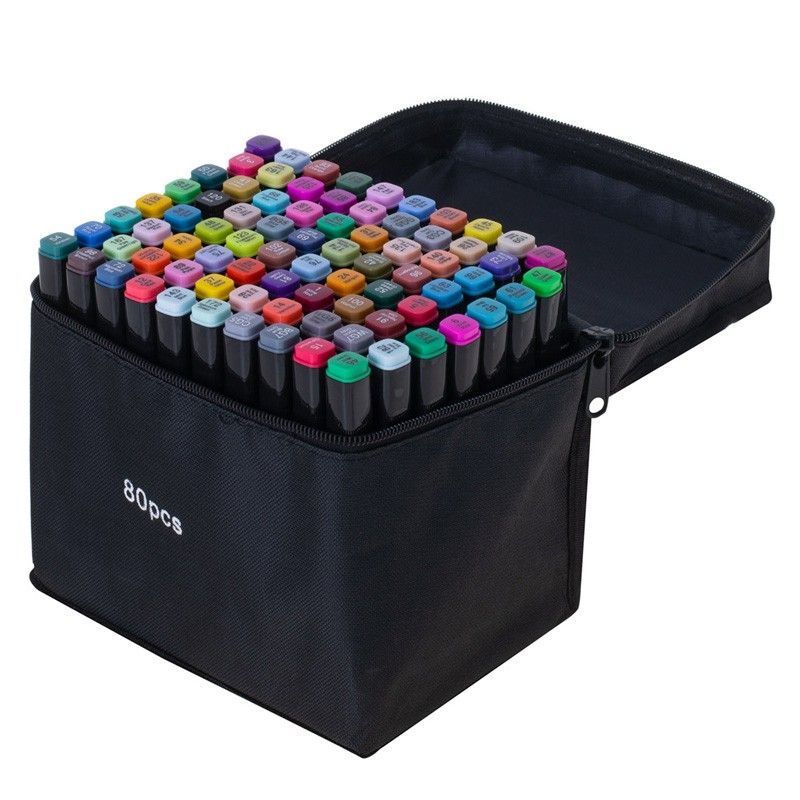 Zestaw 80 dwustronnych markerów alkoholowych + podstaw-po